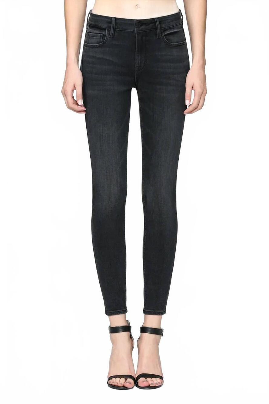 NEW HIDDEN amella skinny jeans with clean hem in black